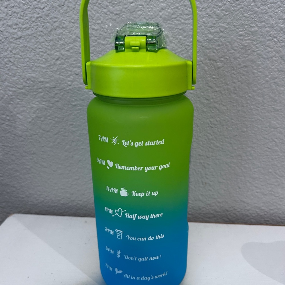 Gradient Green to Blue Motivational Water Bottle